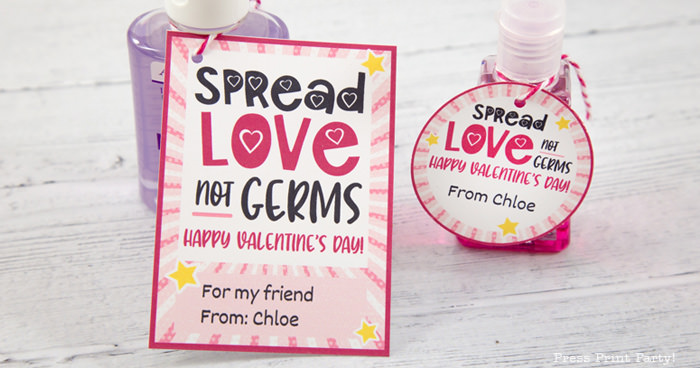 spread love not germs valentines day card printable for kids for school Press Print Party