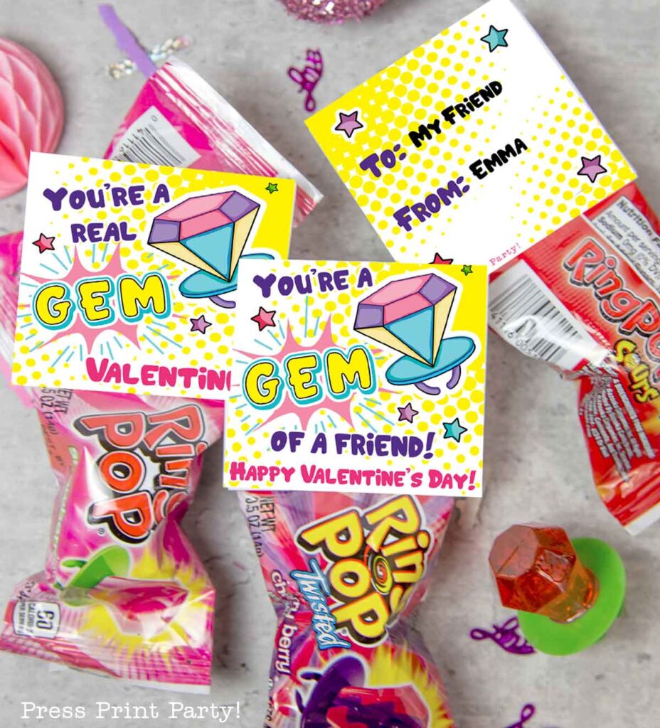 ring pop valentines printable kids valentines cards ideas - Press Print Party