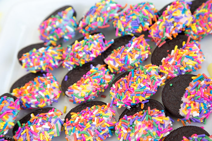 donut party oreos dipped in sprinkles Press Print Party