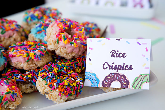 how to make rice krispies shaped like donuts Press Print Party donut party supplies