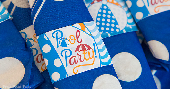 pool party napkin wraps decortions Press Print Party