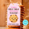 EDITABLE Teacher Appreciation Gift Tags Printable for Cookies "It's Been a Great Treat Having You as a Teacher", Thank You, INSTANT DOWNLOAD pink tag