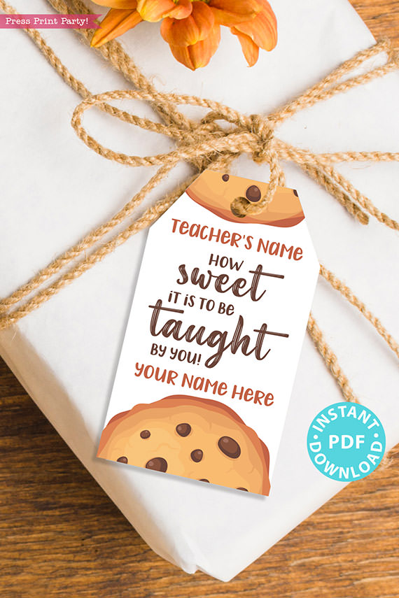 EDITABLE Teacher Appreciation Gift Tags Printable for Cookies "How sweet it is to be taught by you", Thank You Gift, INSTANT DOWNLOAD