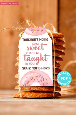 EDITABLE Teacher Appreciation Gift Tags Printable for Donuts "How sweet it is to be taught by you", Thank You Gift, INSTANT DOWNLOAD