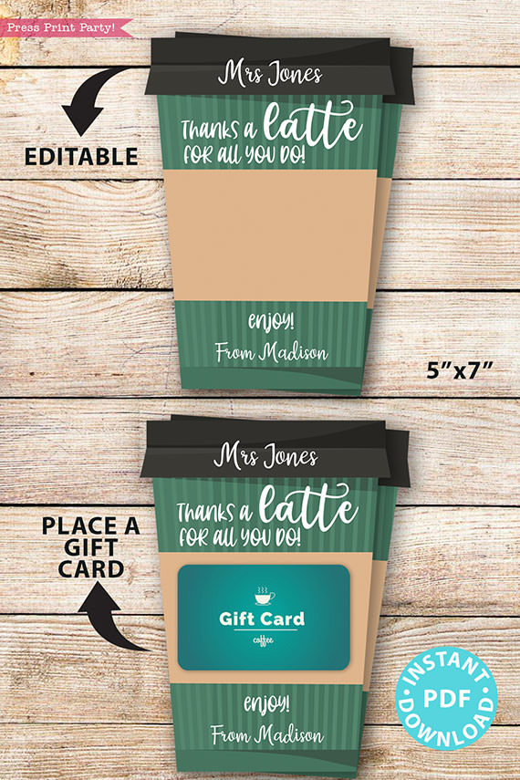 Coffee Cup Gift Card Holder | Personalized | Gift