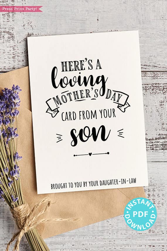 FUNNY Mother's Day Card Printable, 5x7", Mom card, Loving Card, From Son, From Daughter in law, Editable Text Inside, INSTANT DOWNLOAD Press Print Party