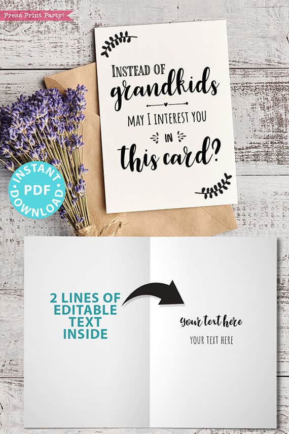 Funny Mother's Day Card Printable, Instead of Grandchildren Funny Mother's Day Card Printable, Instead of Grandchildren