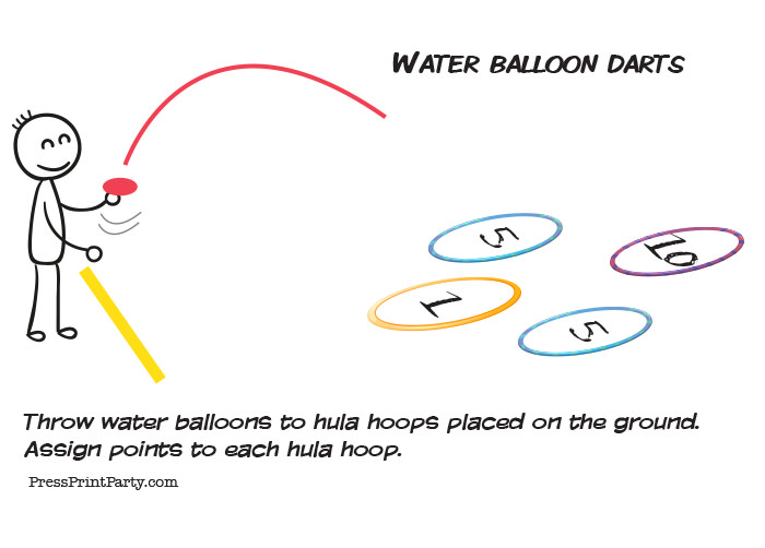 water balloon darts. water balloon games for teens and kids. Press Print Party