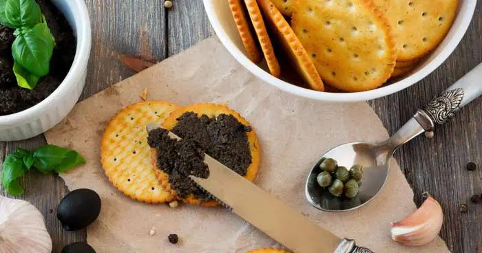 tapenade on cracker - 15 fancy appetizers quick - Press Print Party!