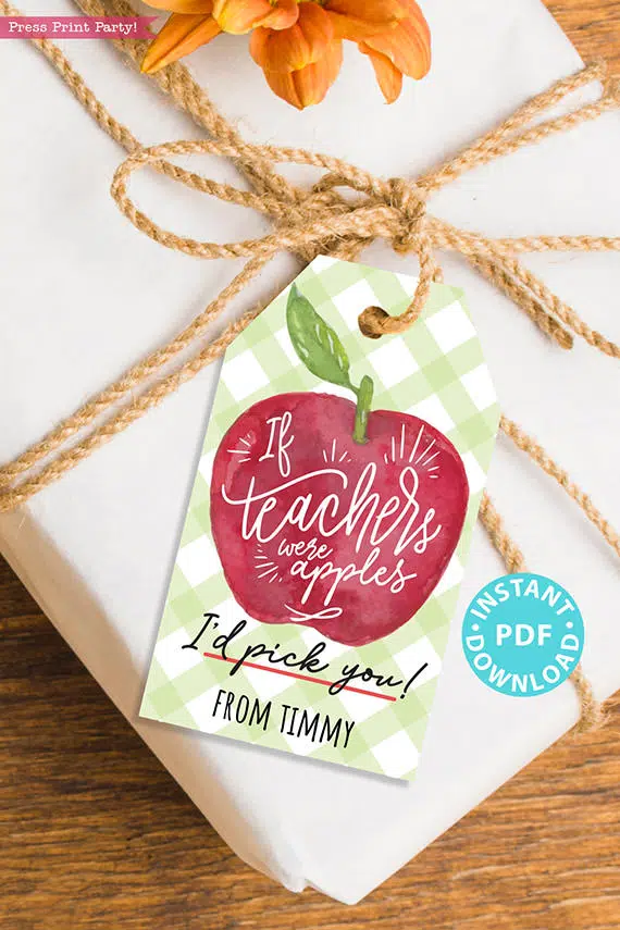 EDITABLE Back to School Teacher Appreciation Gift Tags Printable, First Day of School Gift Tags, If Teachers were apples, INSTANT DOWNLOAD