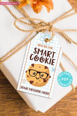 EDITABLE Back to School Kids Gift Tags Printable for Cookies "You're one smart cookie", Kids first day of school Lunch Box, INSTANT DOWNLOAD