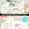 Baby Shower Invitation Template Bundle, Editable Invitation & Decorations Printables, Eucalyptus Green, Gender Neutral set INSTANT DOWNLOAD Press Print Party