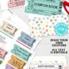 EDITABLE Coupon Book Template, Multi Color Tickets Printable, Custom Birthday Coupons Book Gift Idea, Homemade Blank, INSTANT DOWNLOAD Press Print Party