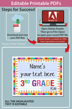 Editable First day of School Sign Printable, Last Day of School, Personalized School sign, All Grades, Back to School, INSTANT DOWNLOAD