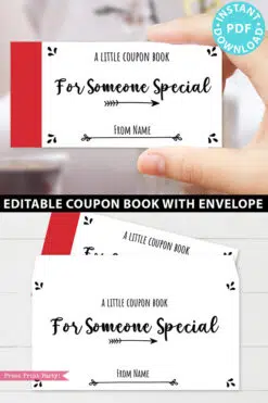 Printable Coupon Book Template For Adults, Custom Birthday Coupons Book Gift Idea, Homemade Blank Editable Coupon Book, INSTANT DOWNLOAD Press Print Party