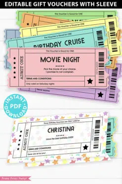 Editable Coupon Template Ticket Voucher Birthday Anniversary