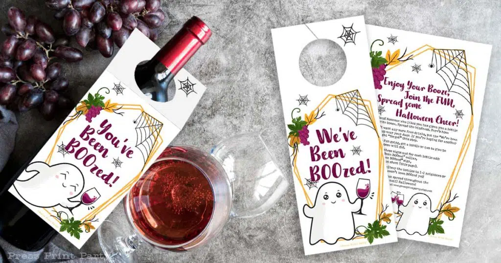 Last Minute You've been boozed printable signs - fun halloween game - we've been boozed on wine bottle and grapes. Neighbor gift. Press Print Party!
