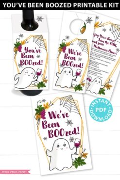 ou've Been BOOzed Printable Kit, We've Been Boozed, w. Instructions, Boo Wine label collar Tag, Halloween game adults, INSTANT DOWNLOAD