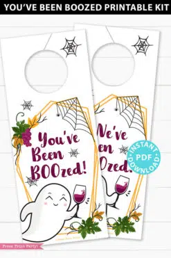 ou've Been BOOzed Printable Kit, We've Been Boozed, w. Instructions, Boo Wine label collar Tag, Halloween game adults, INSTANT DOWNLOAD