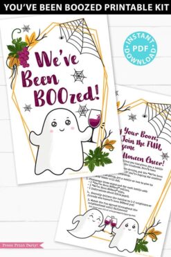 ou've Been BOOzed Printable Kit, We've Been Boozed, w. Instructions, Boo Wine label collar Tag, Halloween game adults, INSTANT DOWNLOAD