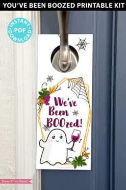 ou've Been BOOzed Printable Kit, We've Been Boozed, w. Instructions, Boo Wine label collar Tag, Halloween game adults, INSTANT DOWNLOAD