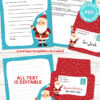EDITABLE Santa Letter Printable Template Kit, To and From Santa, Kid Dear Santa Letter, Snow Santa Letterhead, Envelopes, INSTANT DOWNLOAD Press Print Party!