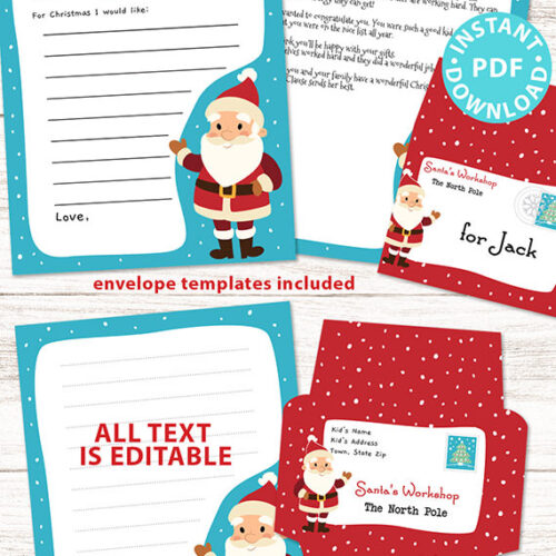 Santa Letter Printable Template Kit - Editable - Happy Santa