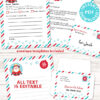 EDITABLE Santa Letter Printable Template Kit, To and From Santa, Kid Dear Santa Letter, Happy Santa Letterhead, Envelopes, INSTANT DOWNLOAD Press Print Party!