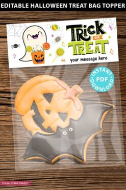 EDITABLE Halloween Treat Bag Topper Printable, Halloween Party Favors, Goodie Bag, Kids Halloween, Treat Bag, Candy Bag, INSTANT DOWNLOAD