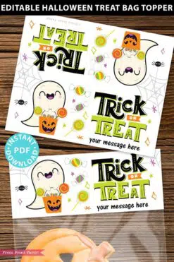 EDITABLE Halloween Treat Bag Topper Printable, Halloween Party Favors, Goodie Bag, Kids Halloween, Treat Bag, Candy Bag, INSTANT DOWNLOAD