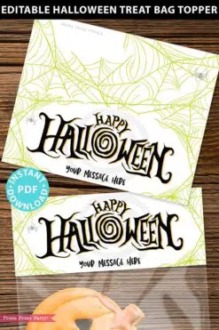 EDITABLE Halloween Treat Bag Topper Printable, Happy Halloween, Halloween Party Favors, Goodie Bag, Kids Halloween, Candy, INSTANT DOWNLOAD