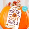 EDITABLE Halloween Tag Printable, Trick or Treat Yo self, Halloween Party Favors, Goodie Bag, Kids Halloween, Treat Bag, INSTANT DOWNLOAD