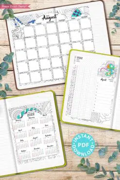 2022 Printable Calendar Template Set, Adult Coloring Pages, Bullet Journal, Monthly Calendar, Daily Routine Tracker, INSTANT DOWNLOAD Press Print Party