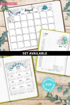 adult coloring pages 2022 calendar set with monthly calendars habit tracker and yearly calendar press print party