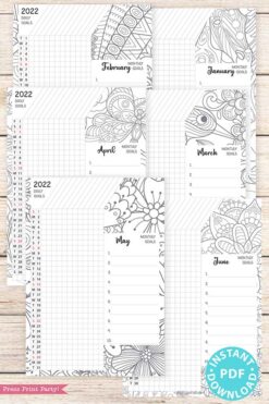 2021-2022 Daily Routine Printables, Habit Tracker Printable, Adult Coloring, Bullet Journal, Daily Tracker Goal Planner, INSTANT DOWNLOAD