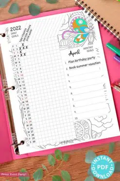 2021-2022 Daily Routine Printables, Habit Tracker Printable, Adult Coloring, Bullet Journal, Daily Tracker Goal Planner, INSTANT DOWNLOAD