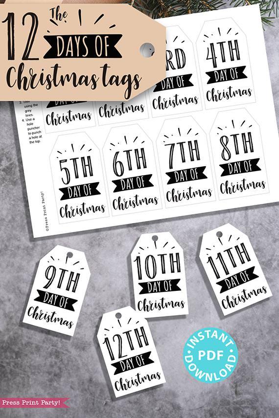 CHRISTMAS HOLIDAY, 12 Days of Christmas Gift Tags