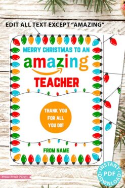 EDITABLE Amazon Gift Card Holder Christmas Printable Template, Teacher, Neighbor, Staff, Employees, Appreciation, Amazing, INSTANT DOWNLOAD press print party