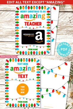 EDITABLE Amazon Gift Card Holder Christmas Printable Template, Teacher, Neighbor, Staff, Employees, Appreciation, Amazing, INSTANT DOWNLOAD press print party