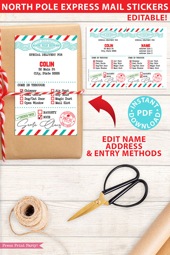 Christmas Presents Name Tags Labels Stickers Template