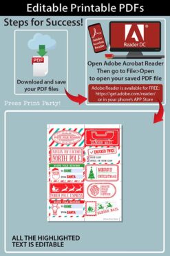 EDITABLE Christmas Stickers Template, 10 Printable North Pole Express Mail Sticker Pack for Gifts From Santa Claus, INSTANT DOWNLOAD