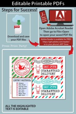 Christmas Stickers Template, 8 Printable North Pole Express Mail Sticker Pack for Gifts from Santa, Merry Christmas, INSTANT DOWNLOAD