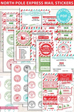 EDITABLE Christmas Gift Labels Template, Printable North Pole Express Mail Sticker Pack, from Santa Claus, Gift Tags, INSTANT DOWNLOAD