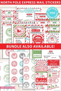 EDITABLE Christmas Gift Labels Template, Printable North Pole Express Mail Sticker Pack, from Santa Claus, Gift Tags, INSTANT DOWNLOAD