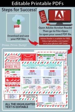 EDITABLE Christmas Gift Labels Template, Printable North Pole Express Mail Sticker Pack, from Santa Claus, Gift Tags, INSTANT DOWNLOAD