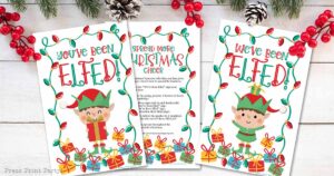 3.5x4.5 Tag-Christmas Card You've been Elfed Printable-Instant Download