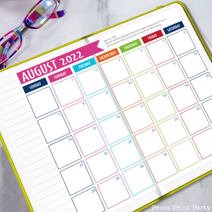 free 2022 calendar printable for bullet journals - Press Print Party!