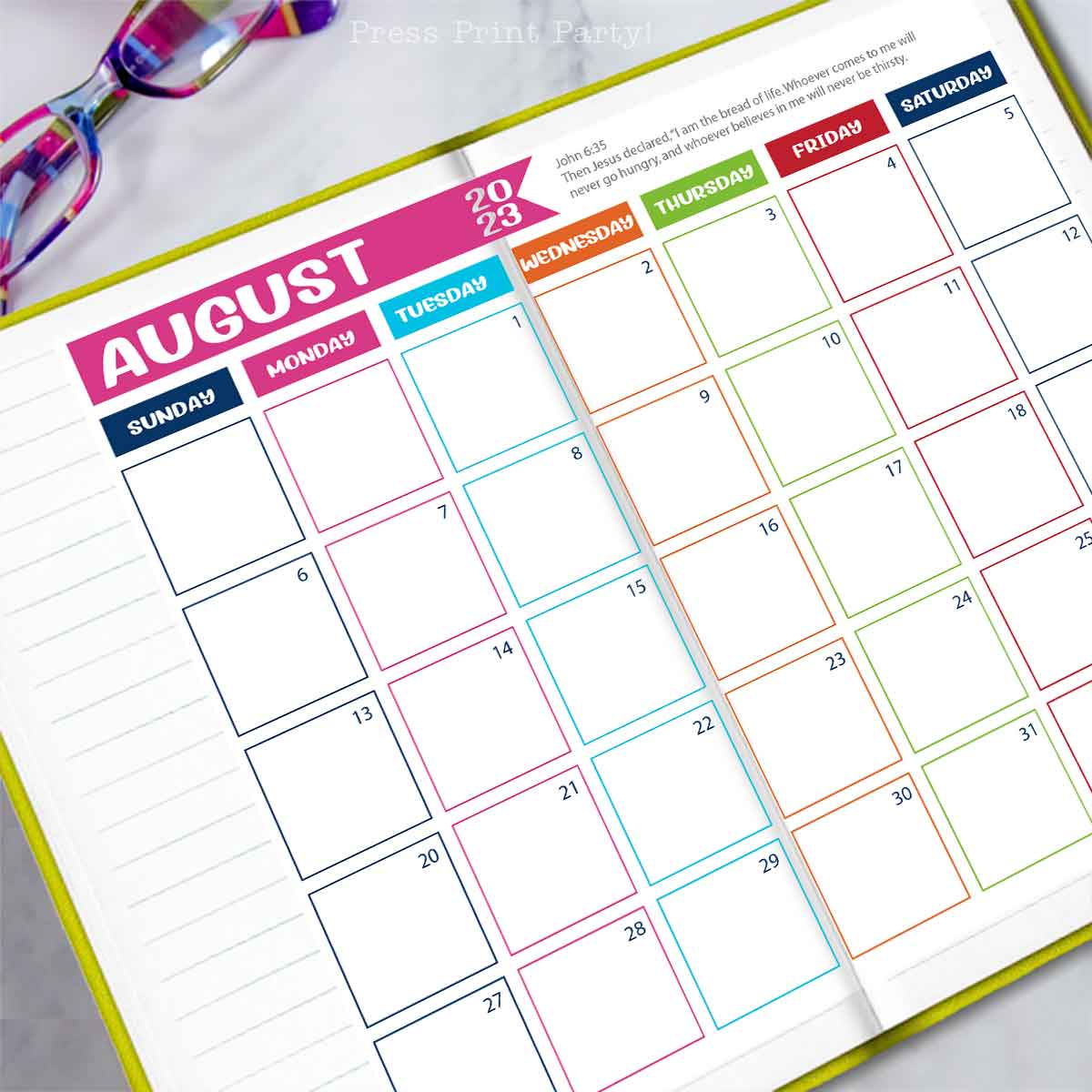 free 2023 printable monthly calendars for bullet journals and household binders. Press print party