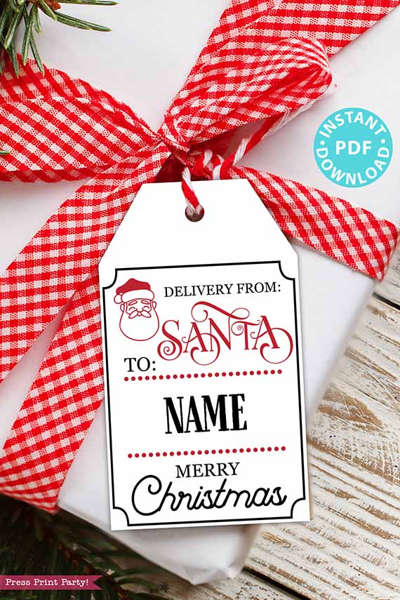 EDITABLE Christmas Gift Tags Printable, for Kids Christmas, Holiday gift Tag, Santa mail, North Pole Mail, Unique Gift Tag, INSTANT DOWNLOAD press print party