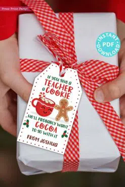 EDITABLE Christmas Teacher Gift Tags Printable for Cookies /Cocoa 